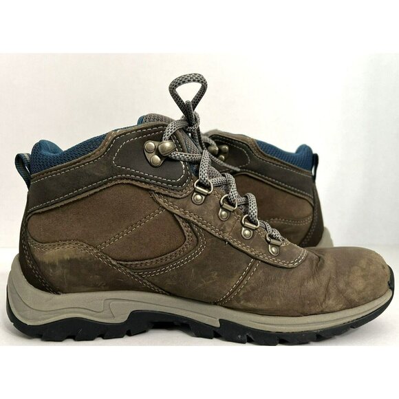 Timberland Women's 7.5 Med Mt. Maddsen Mid Waterproof Hiking Boots Brown Blue - Picture 9 of 14